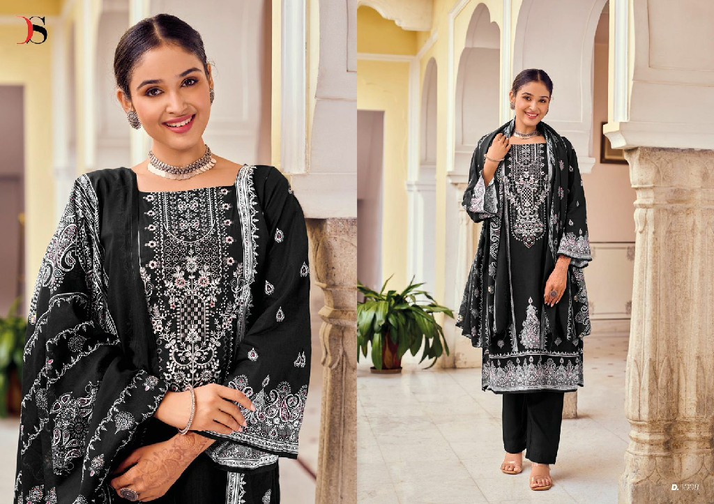 Deepsy Black Beauty Wholesale Pure Cotton Solid With Embroidery Dress Material