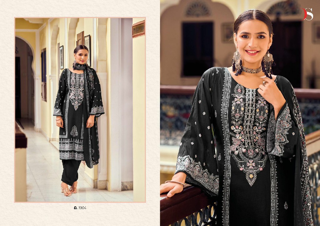 Deepsy Black Beauty Wholesale Pure Cotton Solid With Embroidery Dress Material