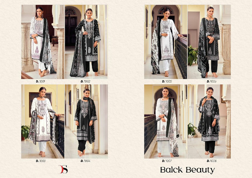 Deepsy Black Beauty Wholesale Pure Cotton Solid With Embroidery Dress Material