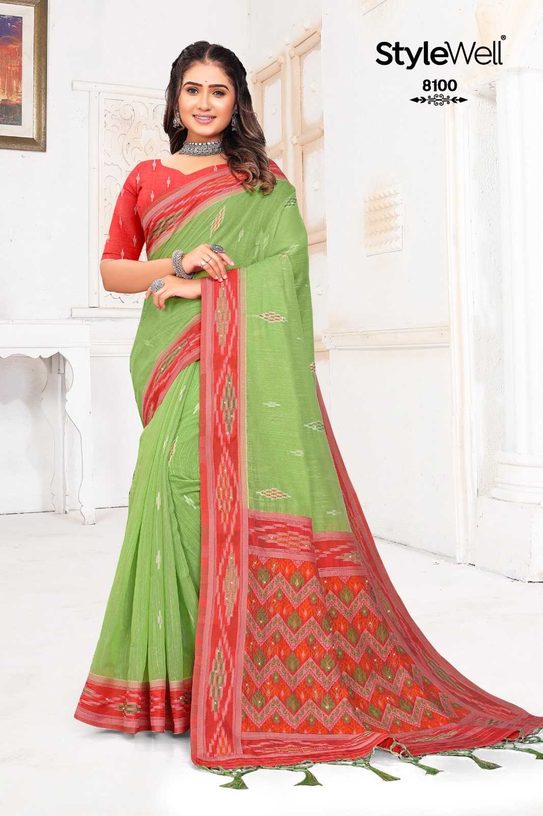 IKAT VOL 1 BY STYLEWELL SWAROVSKI WORK COTTON SAREE TRADES