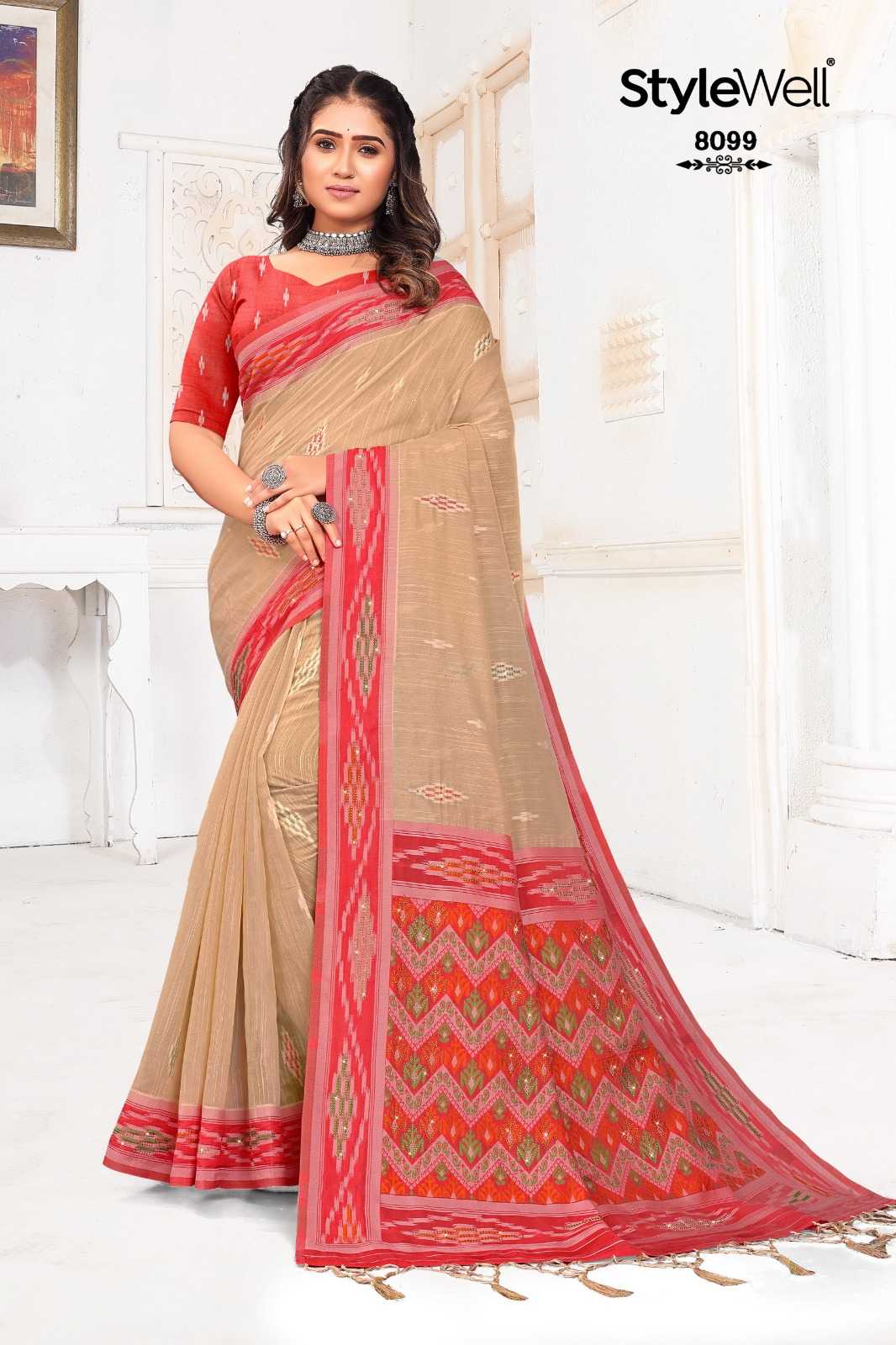 IKAT VOL 1 BY STYLEWELL SWAROVSKI WORK COTTON SAREE TRADES