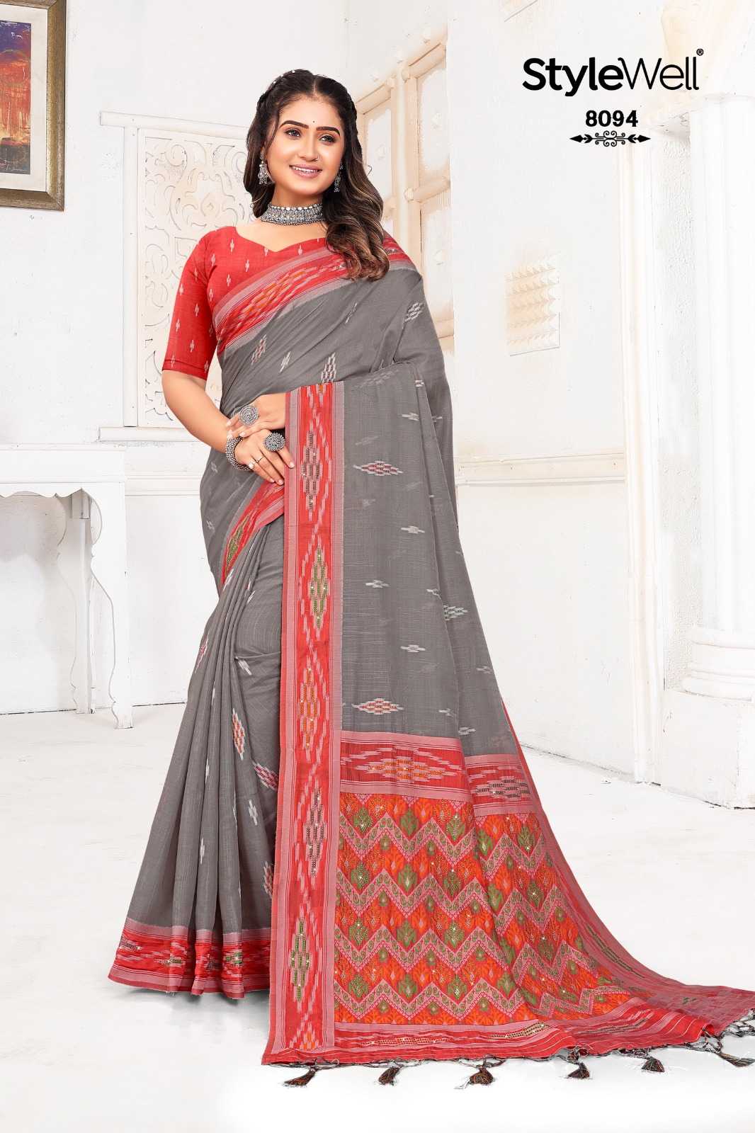 IKAT VOL 1 BY STYLEWELL SWAROVSKI WORK COTTON SAREE TRADES