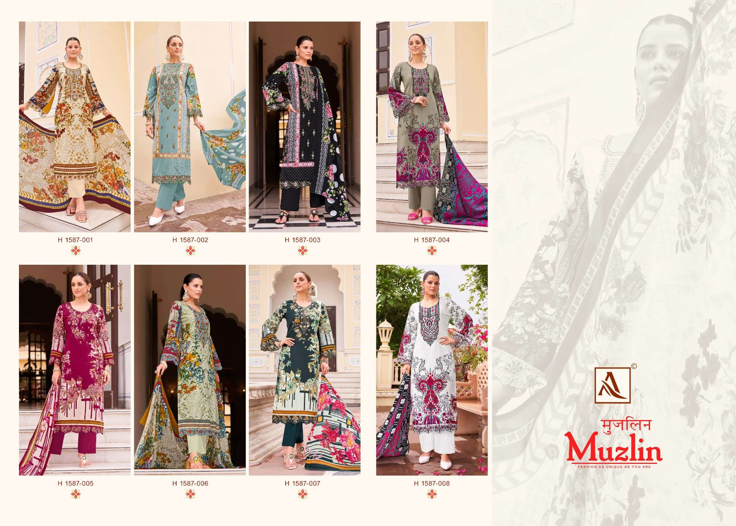 MUZLIN BY ALOK COTTON MODERN PAKISTANI PRINT EMBROIDERY WORK SALWAR KAMEEZ