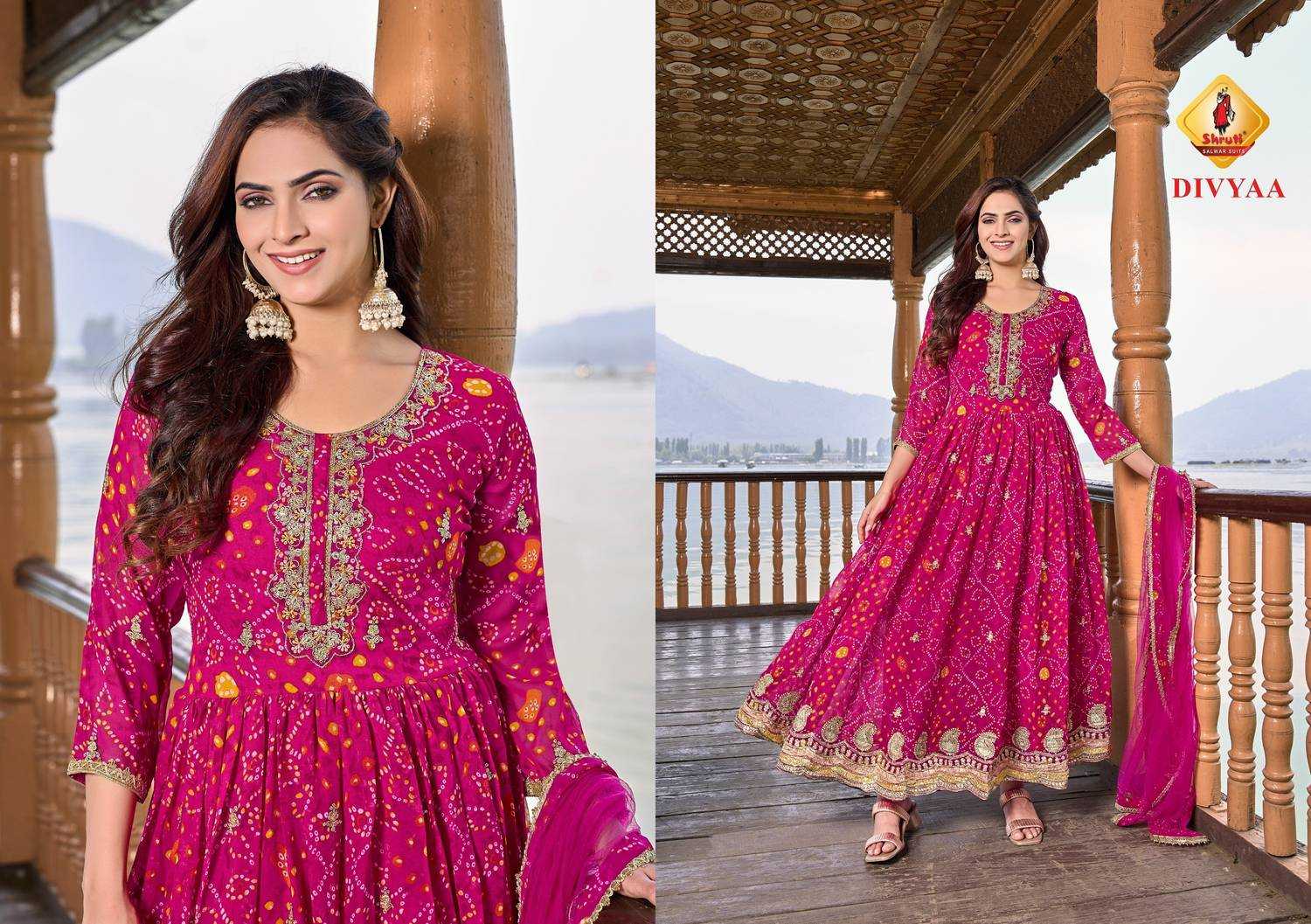 SHRUTI SAJAVAT SEQUENCE EMBROIDERY QUALITY & DESIGNER FULLSTITCH FROCK STYLE DRESS