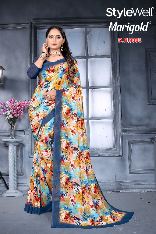 Stylewell Marigold Wholesale Exclusive Digital Printed Sarees