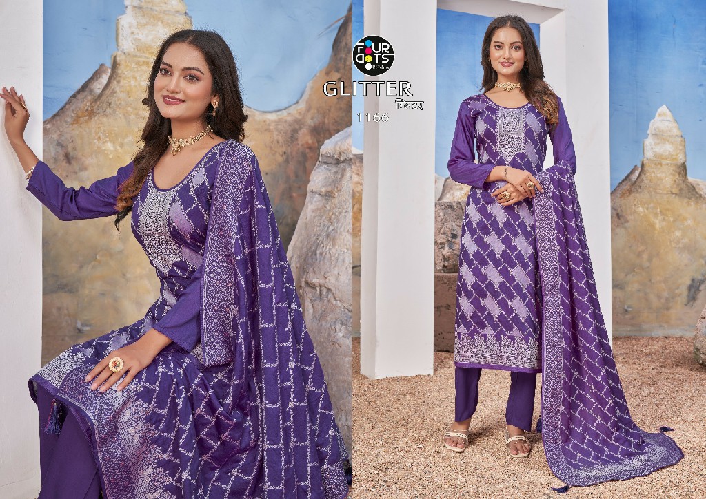 Fourdots Glitter Wholesale Pure Lakhnawi Muslin Jacquard Dress Material