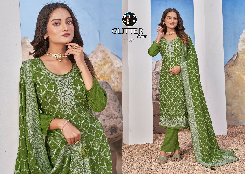 Fourdots Glitter Wholesale Pure Lakhnawi Muslin Jacquard Dress Material