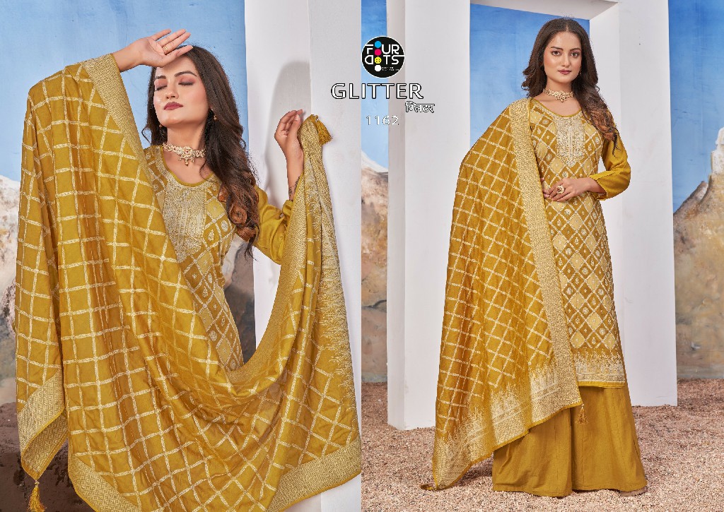 Fourdots Glitter Wholesale Pure Lakhnawi Muslin Jacquard Dress Material