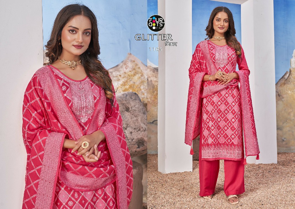 Fourdots Glitter Wholesale Pure Lakhnawi Muslin Jacquard Dress Material