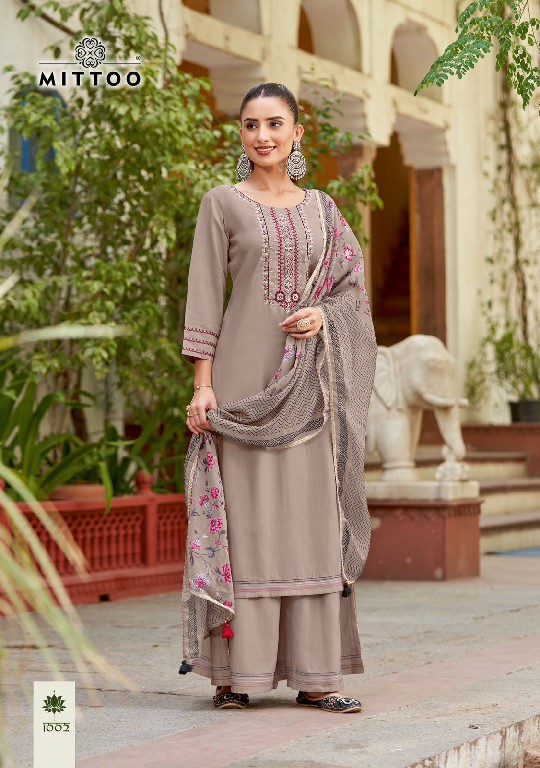 Mittoo Vaidehi Wholesale Rayon Weaving Kurti With Pant And Dupatta