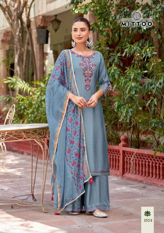 Mittoo Vaidehi Wholesale Rayon Weaving Kurti With Pant And Dupatta