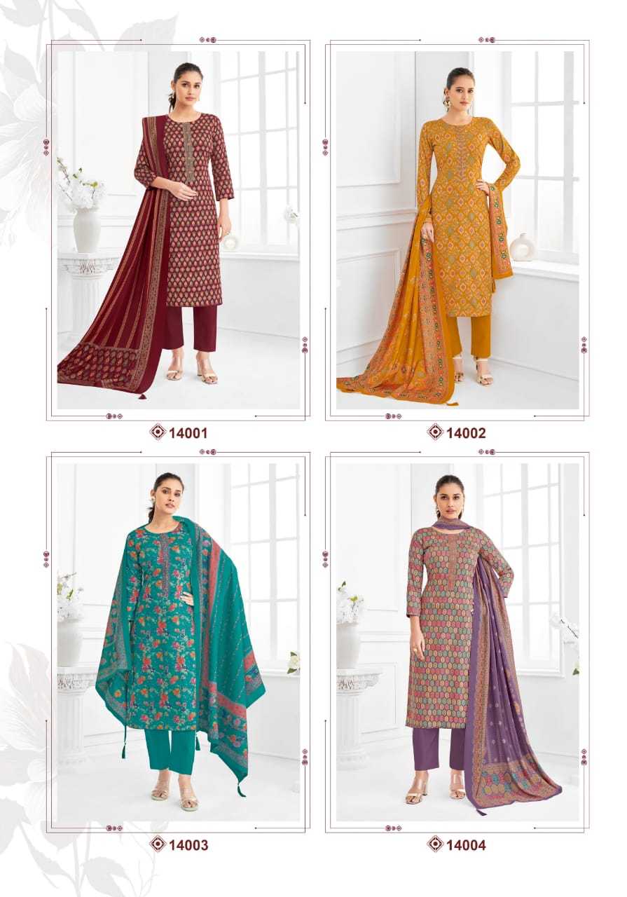 SURYAJYOTI KALKI VOL 14 NECK EMBROIDERY WORK 3PCS SALWAR SUITS