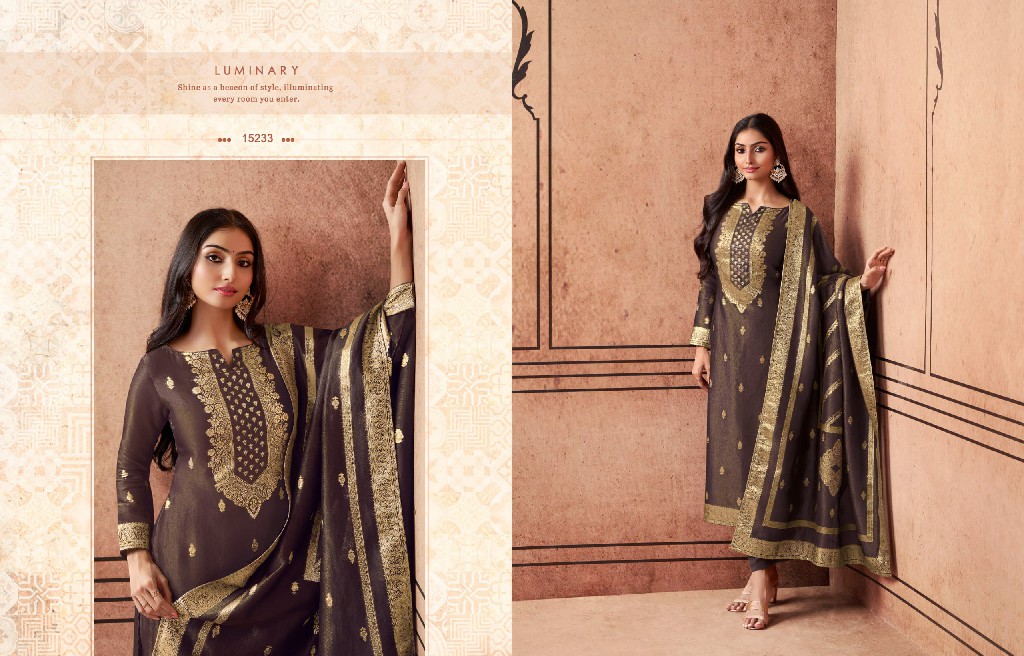 Zisa Essence Wholesale Pure Shimmer Silk Jacquard Straight Suits