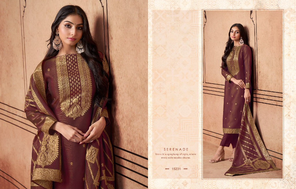 Zisa Essence Wholesale Pure Shimmer Silk Jacquard Straight Suits