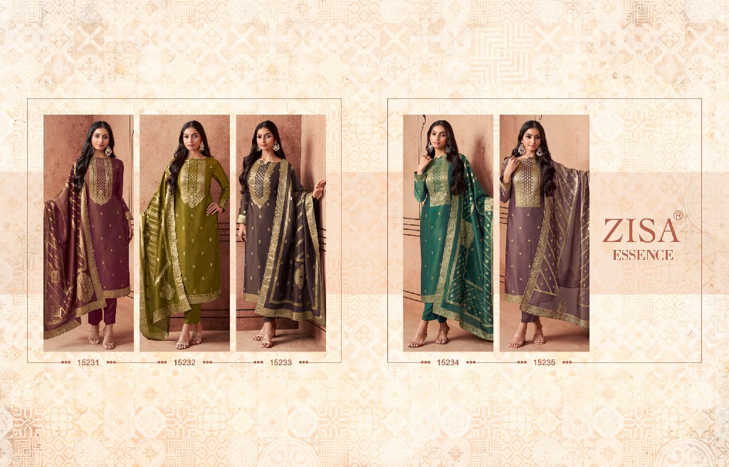 Zisa Essence Wholesale Pure Shimmer Silk Jacquard Straight Suits