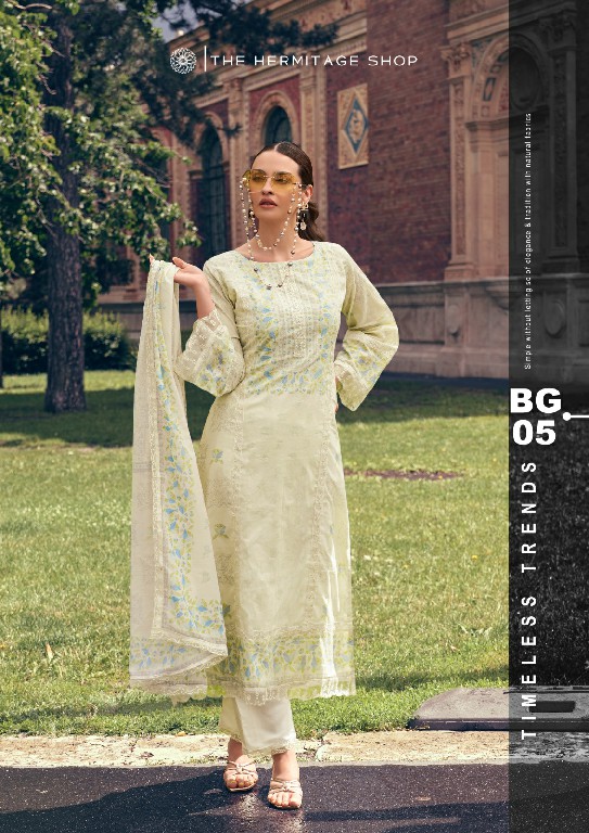 The Hermitage Shop Bagh Wholesale Pure Lawn Cotton Chikankari Work Dress Material