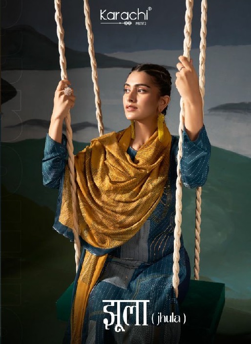 Karachi Prints Jhula Wholesale Pure Viscose With Elegant Handwork Dress Material