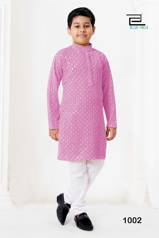 Blue Hills Prince Wholesale Heavy Chikankari Work Kids Kurta With Pant