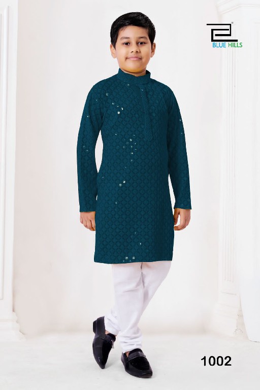 Blue Hills Prince Wholesale Heavy Chikankari Work Kids Kurta With Pant