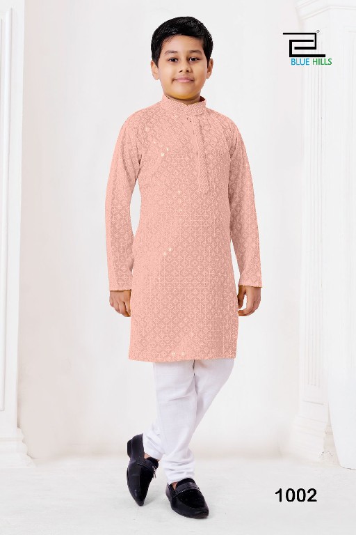 Blue Hills Prince Wholesale Heavy Chikankari Work Kids Kurta With Pant