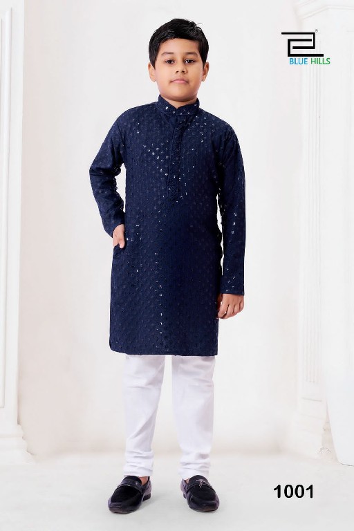 Blue Hills Prince Wholesale Heavy Chikankari Work Kids Kurta With Pant