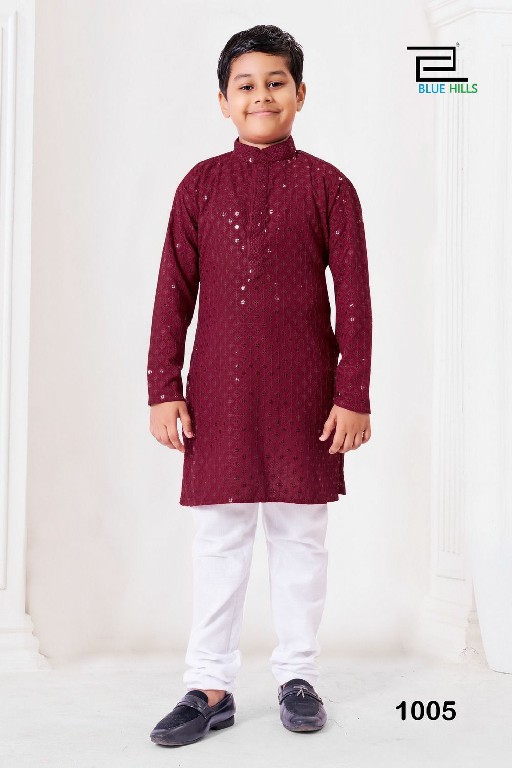 Blue Hills Prince Wholesale Heavy Chikankari Work Kids Kurta With Pant