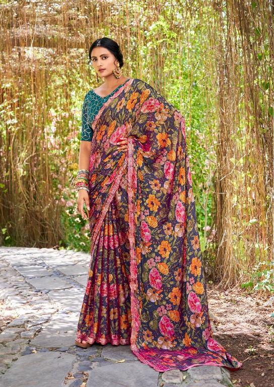 Stavan Feena Wholesale 3d Velvet Chiffon Ethnic Sarees