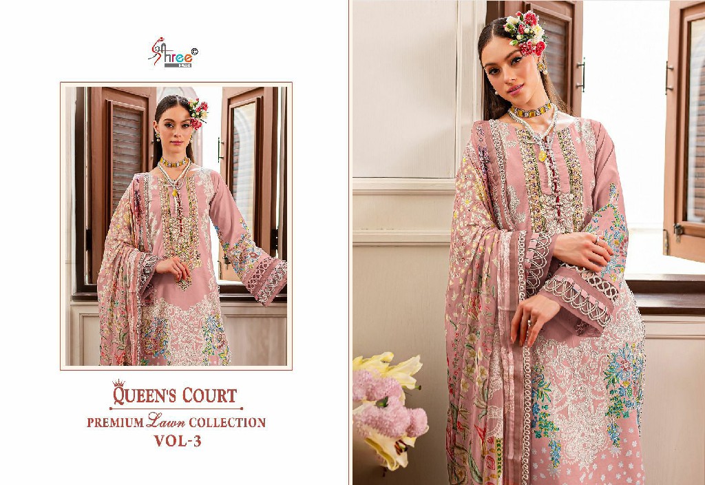 SHREE FABS QUEENS COURT PREMIUM LAWN COLLECTION VOL 3 EXCLUSIVE PAKISTANI 3PCS DRESS