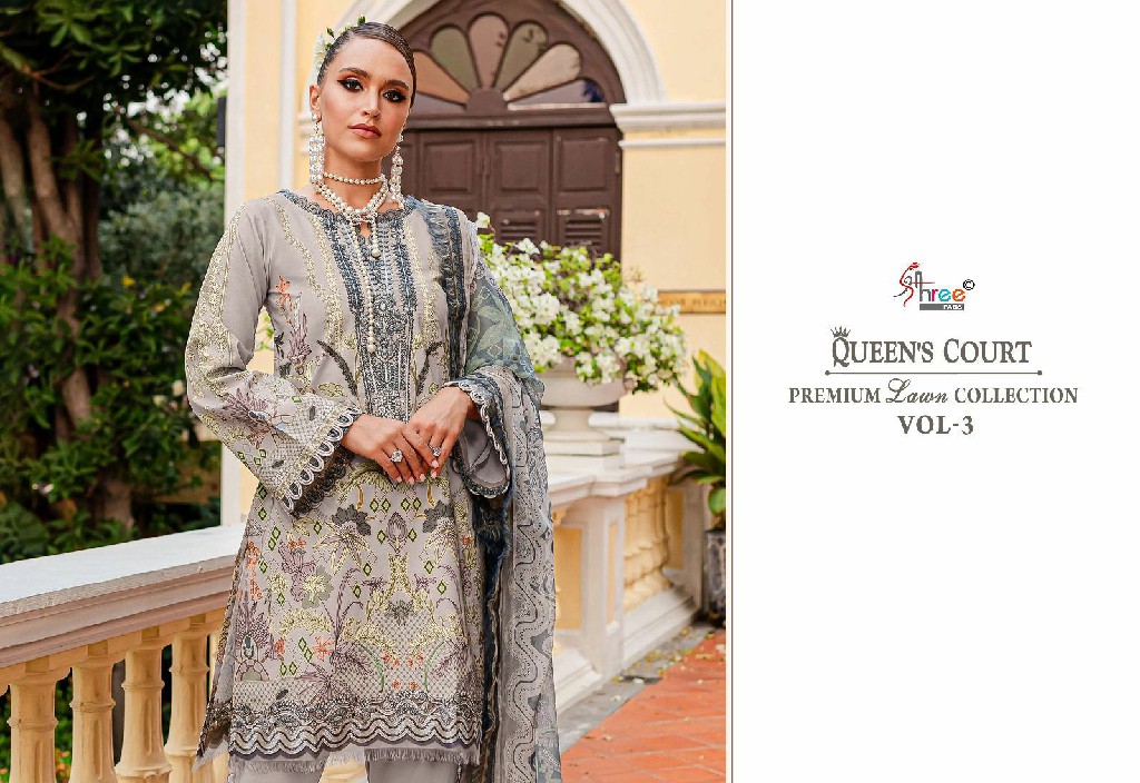 SHREE FABS QUEENS COURT PREMIUM LAWN COLLECTION VOL 3 EXCLUSIVE PAKISTANI 3PCS DRESS