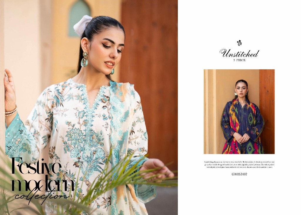 Guljee Mishaal Vol-2 Embroidered 3 Piece Lawn 2024 Pakistani Suits