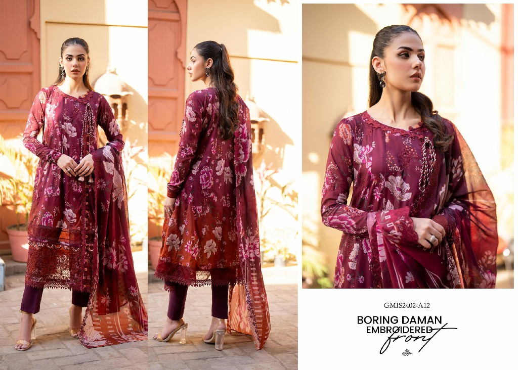 Guljee Mishaal Vol-2 Embroidered 3 Piece Lawn 2024 Pakistani Suits