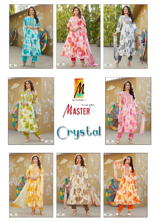 MASTER CRYSTAL GHERA RAYON PRINT READYMADE CASUAL WEAR 3PCS DRESS