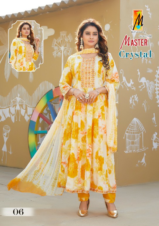 MASTER CRYSTAL GHERA RAYON PRINT READYMADE CASUAL WEAR 3PCS DRESS