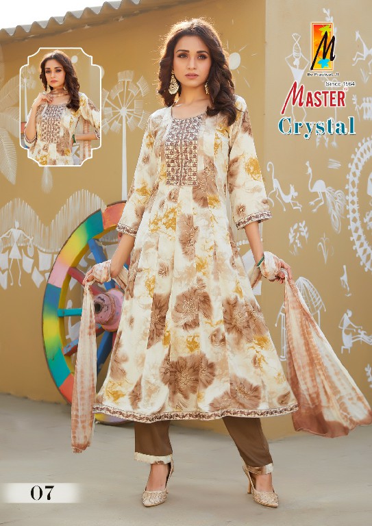 MASTER CRYSTAL GHERA RAYON PRINT READYMADE CASUAL WEAR 3PCS DRESS