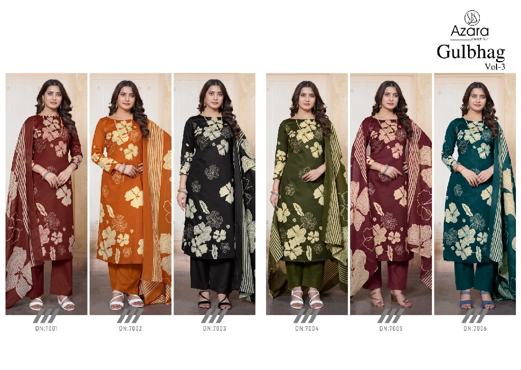 GULBHAG VOL 3 BY AZARA RADHIKA FASHION COTTON PRINTED 3PCS DRESS