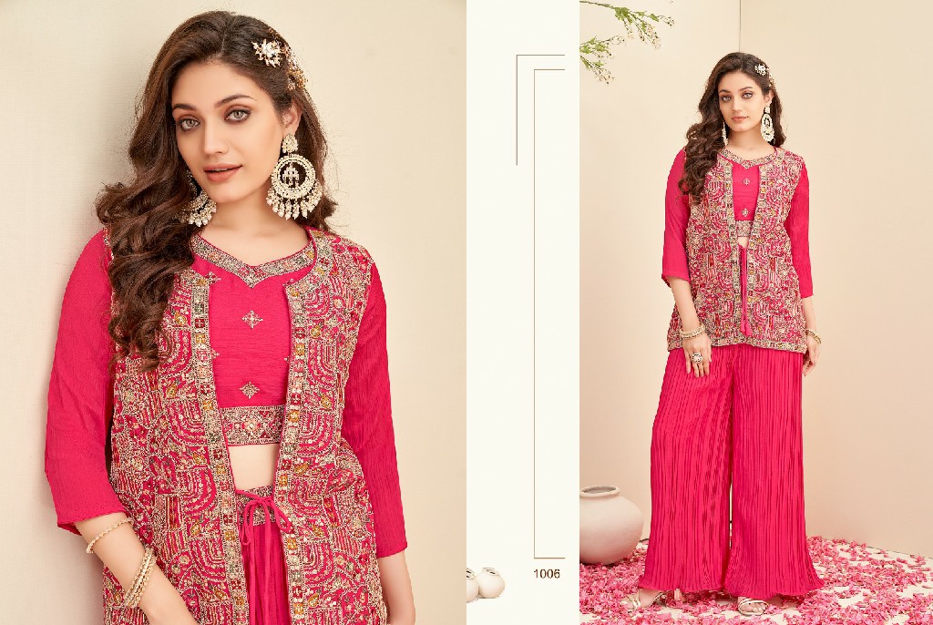 NAYNA BY KHUSHI FASHION FULL STITCH SHRUG JACKET SET WITH PALAZZO SET DRESS