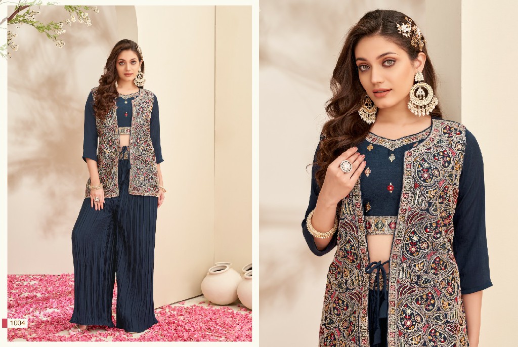 NAYNA BY KHUSHI FASHION FULL STITCH SHRUG JACKET SET WITH PALAZZO SET DRESS