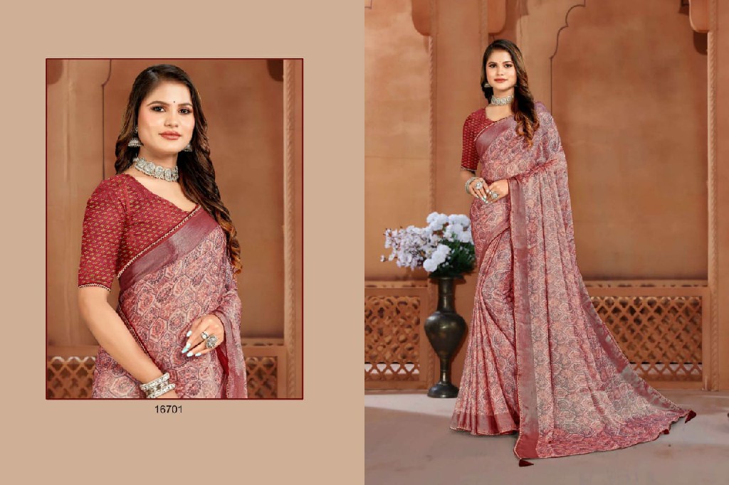 JALNIDHI BLINK IT FABRIC FANCY FOIL PRINT SAREE WITH GORGEOUS LOOKING SAREES