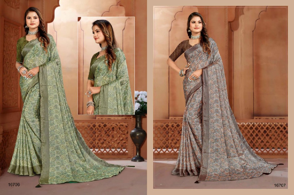 JALNIDHI BLINK IT FABRIC FANCY FOIL PRINT SAREE WITH GORGEOUS LOOKING SAREES