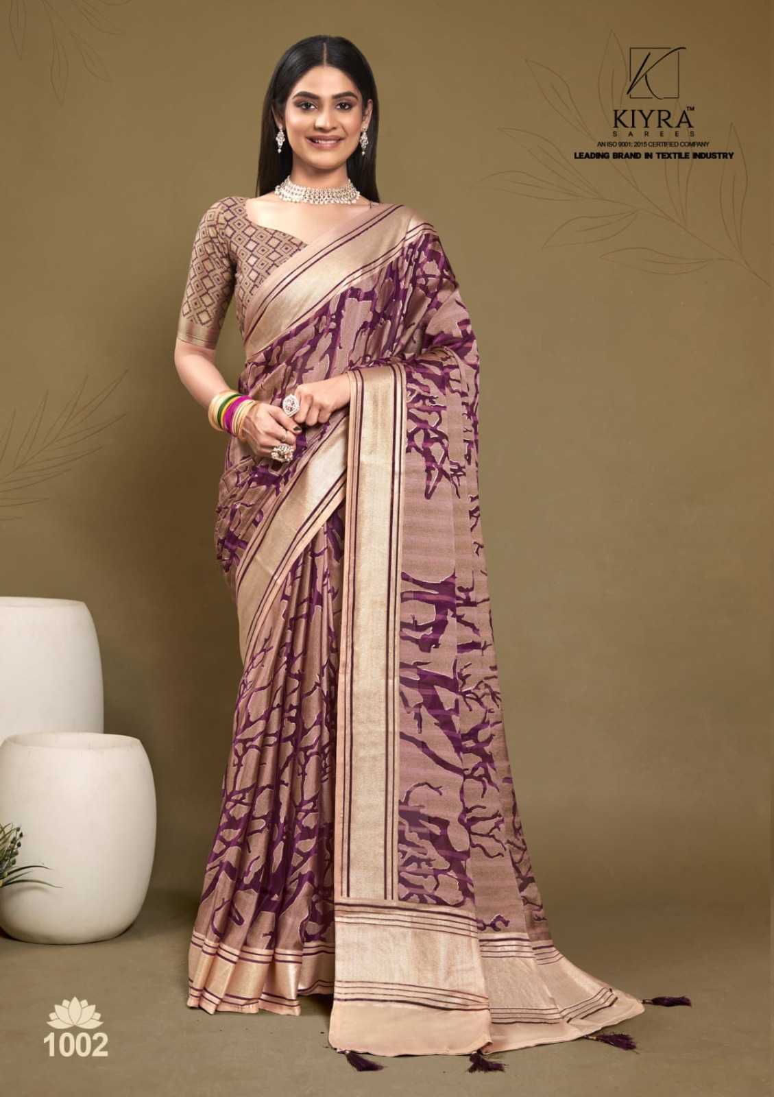 aarzoo by kiyra sarees dull moss foil printed beautiful saree