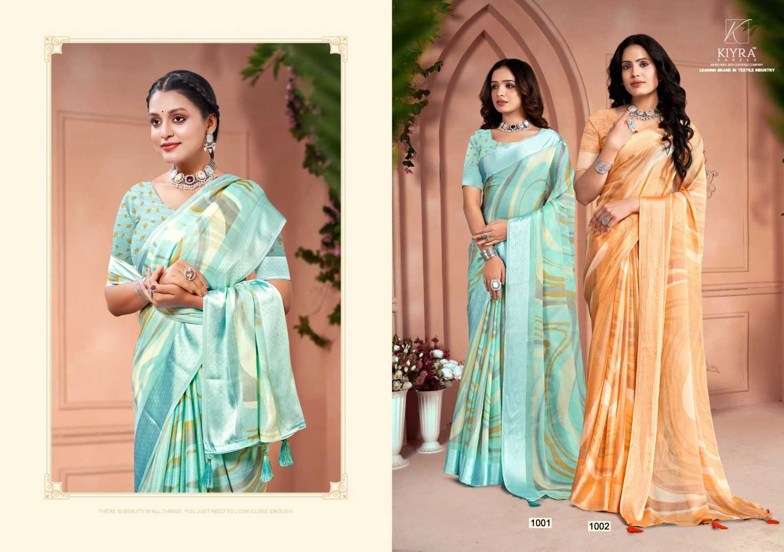 kiyra saree belly moss shimmer beautiful colour saree wholesaler