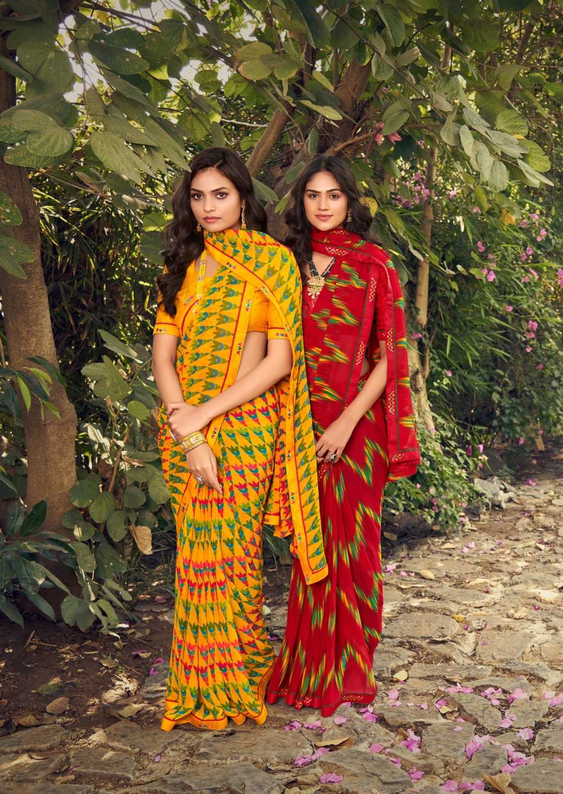 kiyra sarees angoori major georgette fancy print saree wholesaler