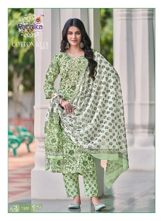 RADHIKA LIFESTYLE COTTON KUDI VOL 15 READYMADE EMBELLISHED DESIGN BIG SIZE SALWAR SUIT