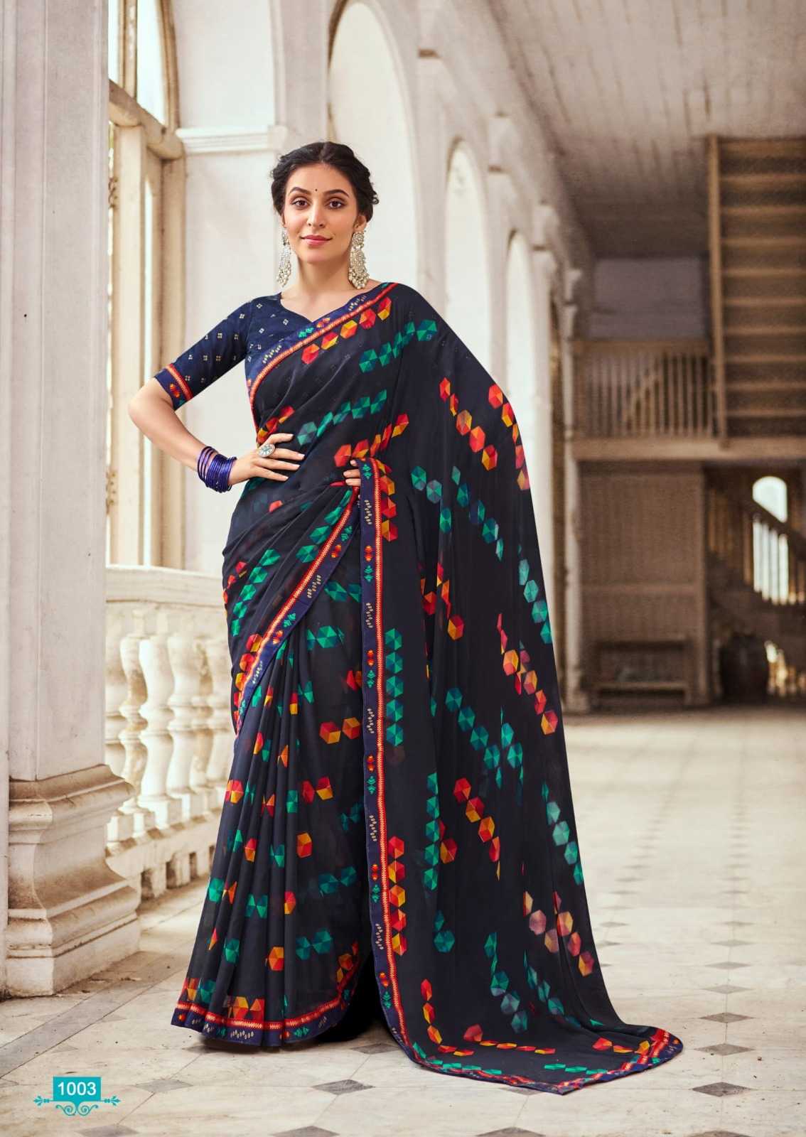 devika by kiyra saree major georgette fancy print saree