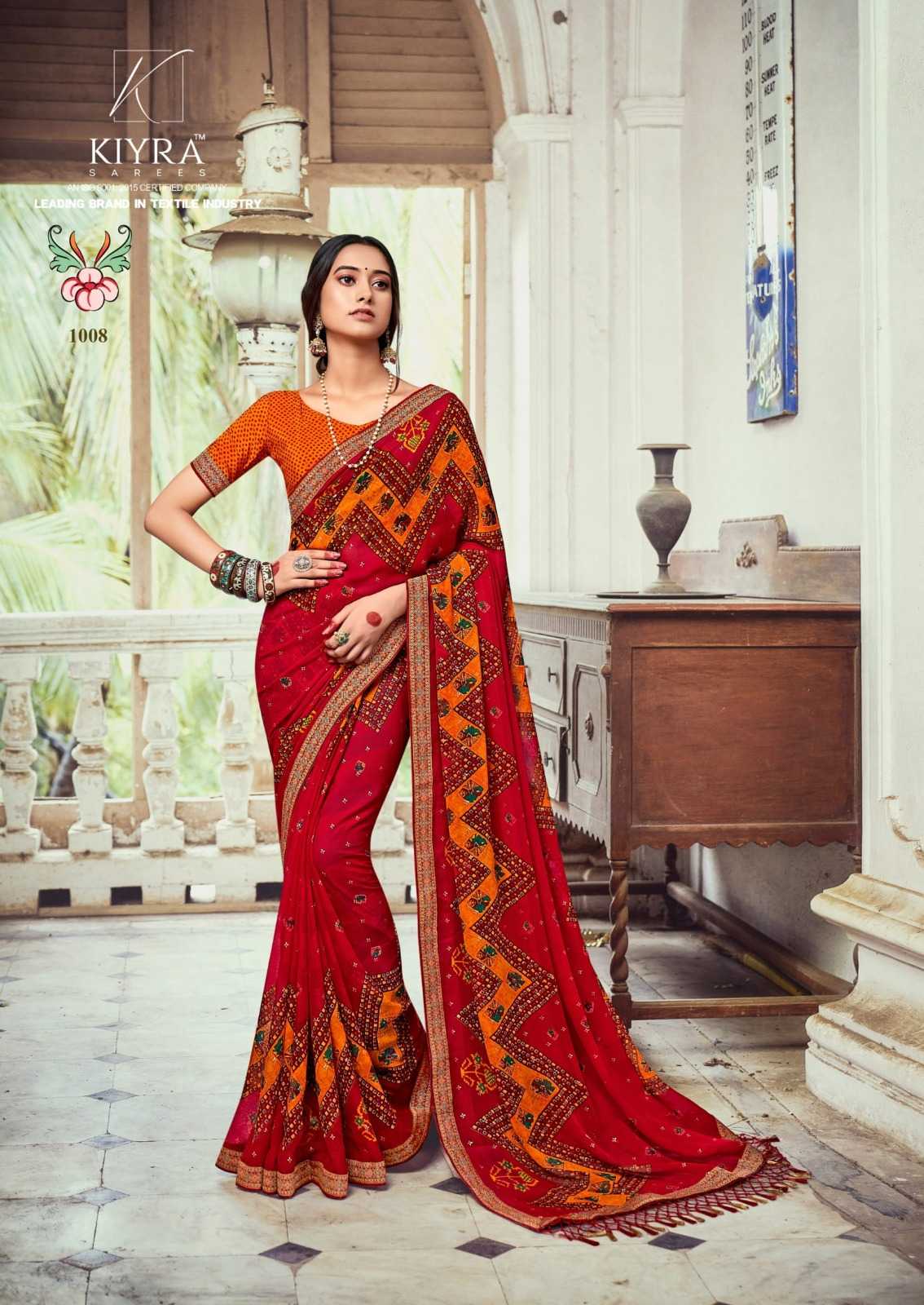 kiyra saree ghoomar unique print fancy saree with blouse