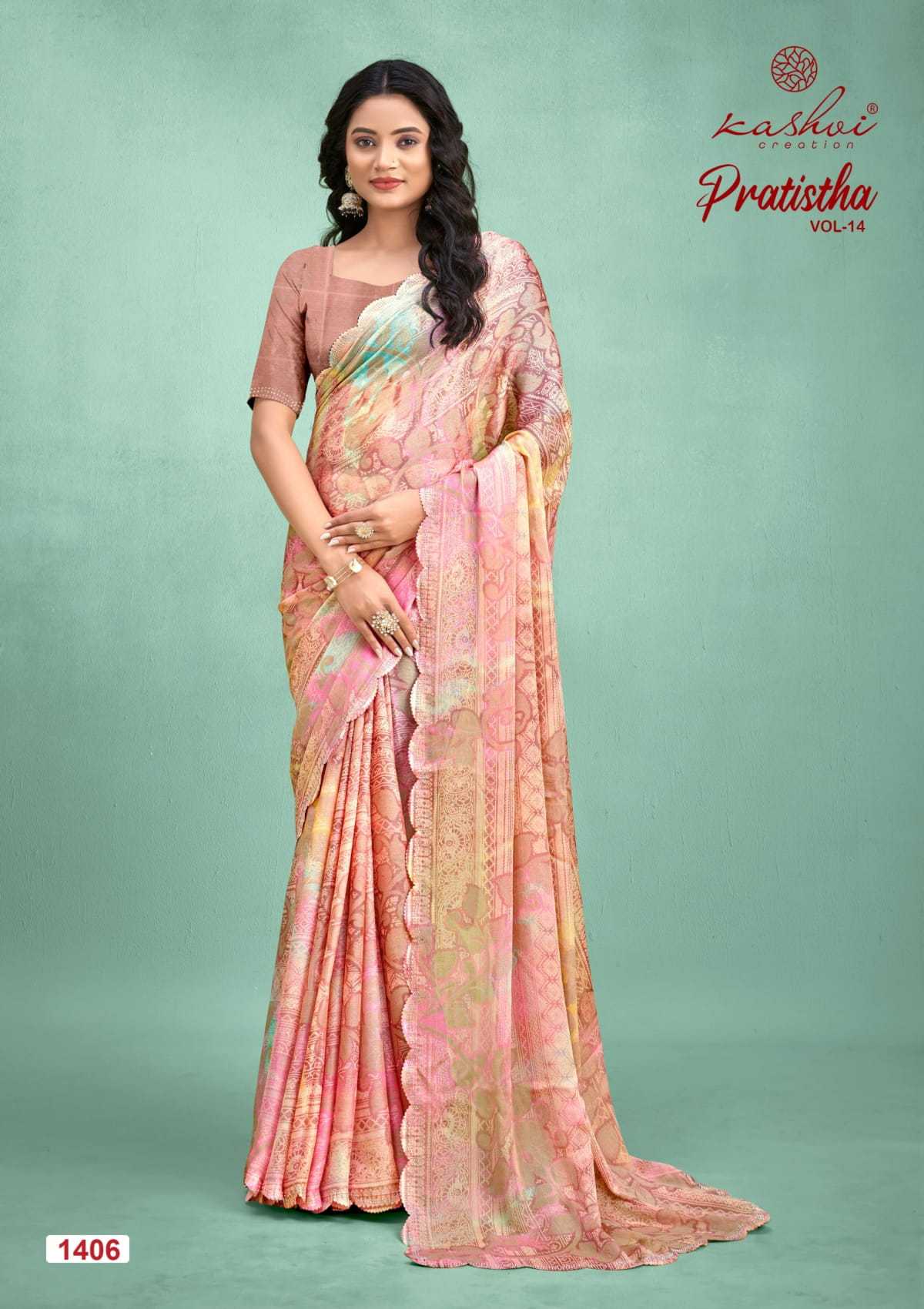 KASHVI PRATISTHA VOL 14 BRASSO FANCY WEAR SAREE SUPPLIER