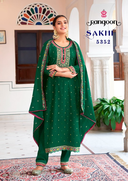 sakhi by rangoon viscose jacquard embroidery work fullstitch salwar suit