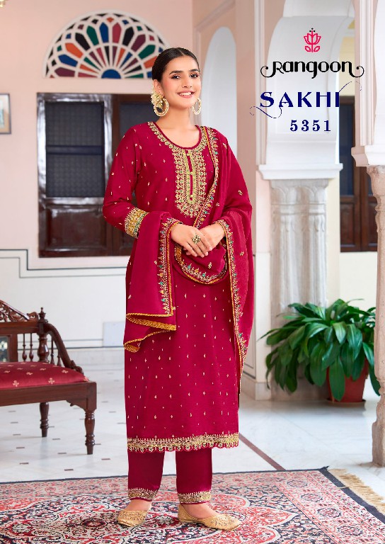 sakhi by rangoon viscose jacquard embroidery work fullstitch salwar suit