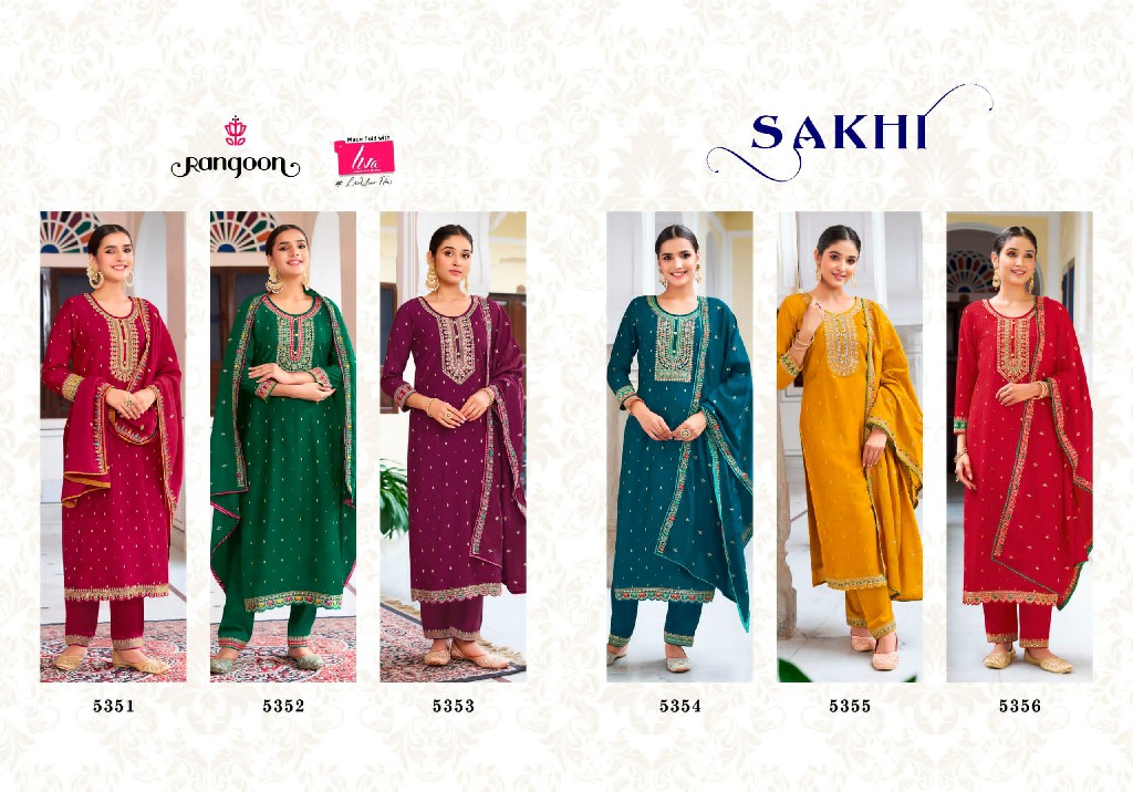 sakhi by rangoon viscose jacquard embroidery work fullstitch salwar suit