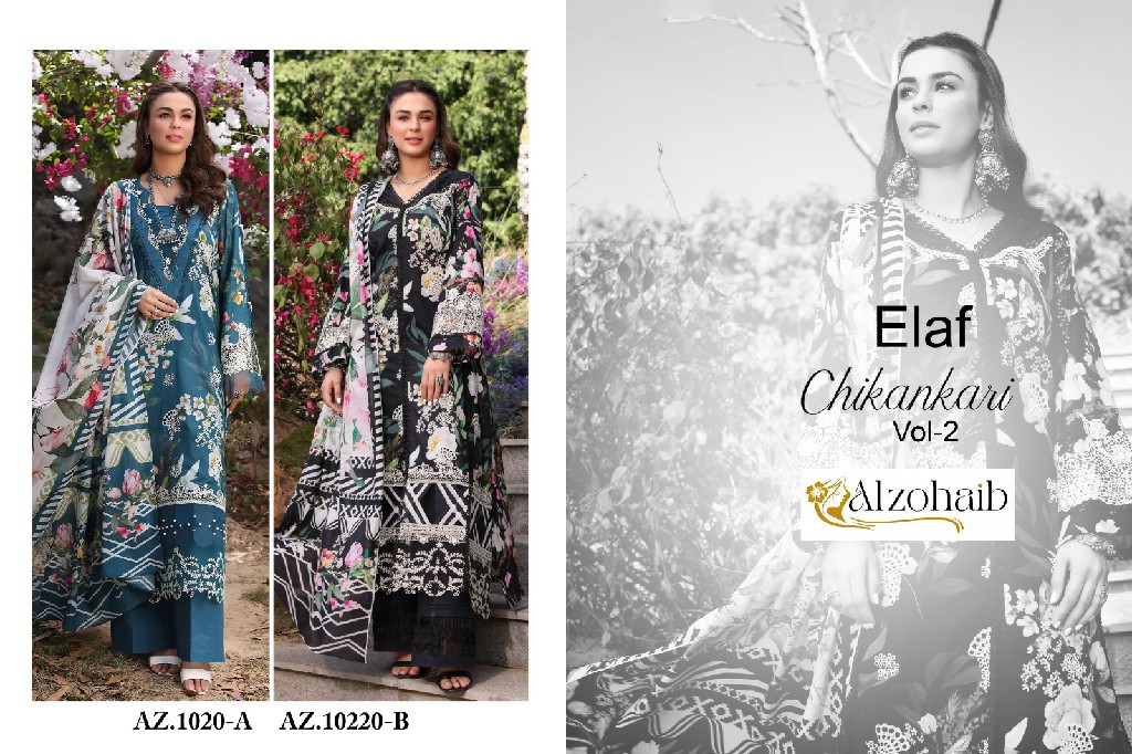 Alzohaib Elaf Chikankari Vol-2 Wholesale Indian Pakistani Suits